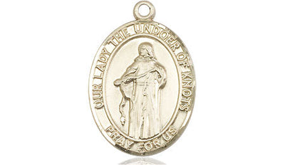 Our Lady the Undoer of Knots Catholic Patron Saint Medal, 14kt gold, Bliss Manufacturing