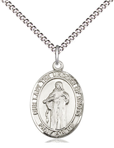 Our Lady the Undoer of Knots Catholic Patron Saint Medal, pewter / sterling silver / gold-filled (view 4), Bliss Manufacturing