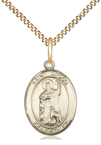 St Drogo Catholic Patron Saint Gold-filled Medium Medal, Bliss Manufacturing