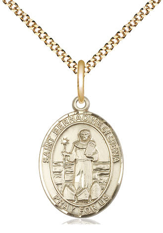 St Bernadine of Sienna Medal Necklace, gold-filled, Bliss Manufacturing