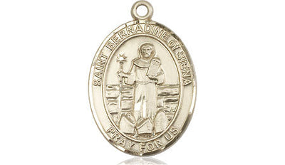 St Bernadine of Sienna Medal Necklace, 14kt gold, Bliss Manufacturing