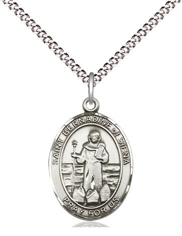 St Bernadine of Sienna Medal Necklace, pewter / sterling silver / gold-filled (view 4), Bliss Manufacturing