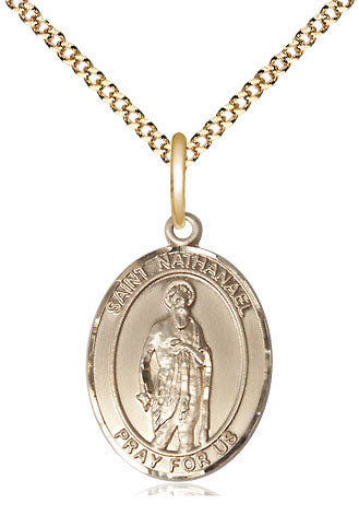 St Nathanael Catholic Saint Medal, gold-filled, Bliss Manufacturing