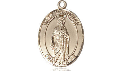 St Nathanael Catholic Saint Medal, 14kt gold, Bliss Manufacturing