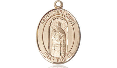 St Seraphina Catholic Saint Medal, 14kt gold, Bliss Manufacturing
