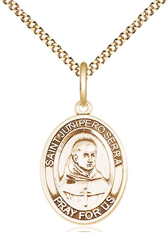 St Junipero Serra Medal Necklace, pewter / sterling silver / gold-filled (view 2), Bliss Manufacturing