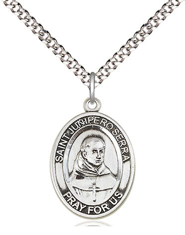 St Junipero Serra Medal Necklace, pewter / sterling silver / gold-filled, Bliss Manufacturing