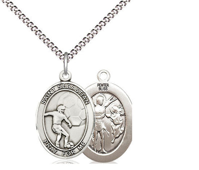 St Sebastian Soccer Player Catholic Patron Saint Medal, pewter / sterling silver / gold-filled, Bliss Manufacturing
