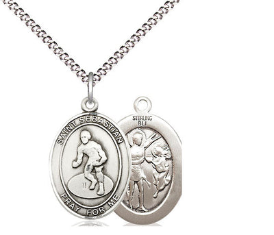 St Sebastian Wrestling Catholic Patron Saint Medal, pewter / sterling silver / gold-filled, Bliss Manufacturing