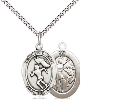 St Sebastian Track & Field Women Player Catholic Patron Saint Medal, pewter / sterling silver / gold-filled, Bliss Manufacturing