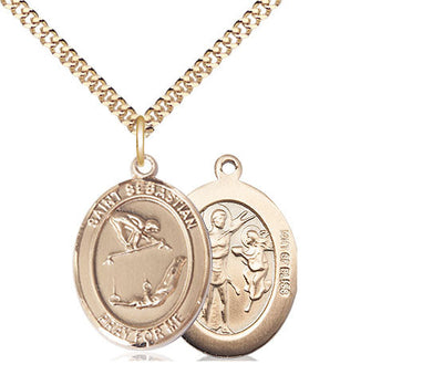 St Sebastian Gymnastics Catholic Patron Saint Medal, pewter / sterling silver / gold-filled (view 3), Bliss Manufacturing