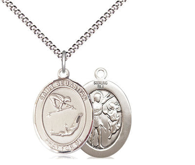 St Sebastian Gymnastics Catholic Patron Saint Medal, pewter / sterling silver / gold-filled (view 2), Bliss Manufacturing