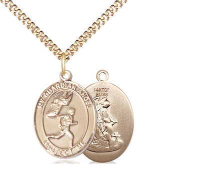 Guardian Angel Male Track & Field Catholic Patron Saint Medal, pewter / sterling silver / gold-filled (view 4), Bliss Manufacturing