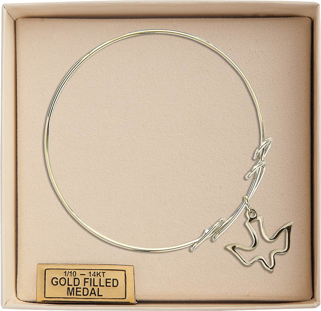 Bliss Gold-filled Holy Spirit Round Double Loop Bangle Bracelet