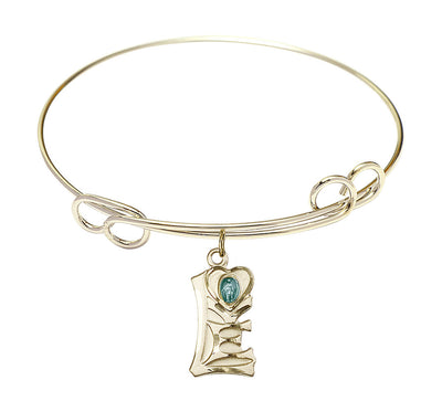 Gold-filled Love w/Miraculous Round Double Loop Bangle Bracelet, Bliss Manufacturing