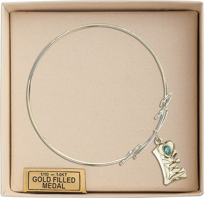 Gold-filled Love w/Miraculous Round Double Loop Bangle Bracelet (view 2), Bliss Manufacturing