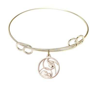 Gold-filled Madonna and Child Round Double Loop Bangle Bracelet, Bliss Manufacturing