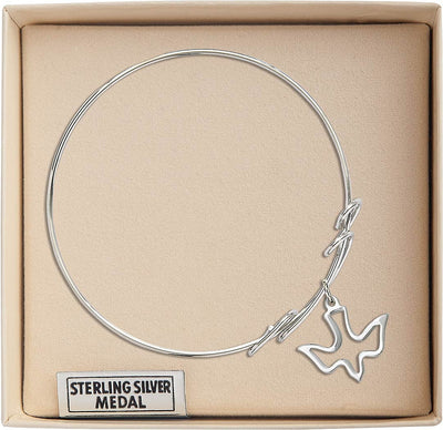 Sterling Silver Holy Spirit Double Loop Bangle Bracelet (view 3), Bliss Manufacturing