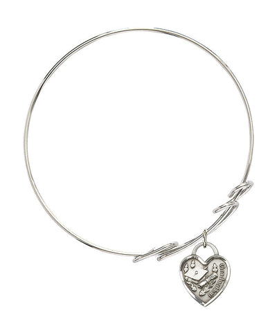 Sterling Silver Rhodium-plated Graduation Heart Double Loop Bangle Bracelet, Shown side view, Bliss Manufacturing