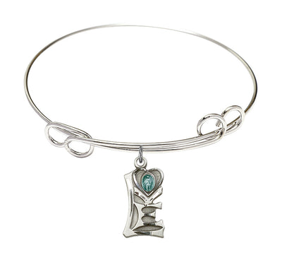 Sterling Silver Love w/Miraculous Double Loop Bangle Bracelet, Bliss Manufacturing