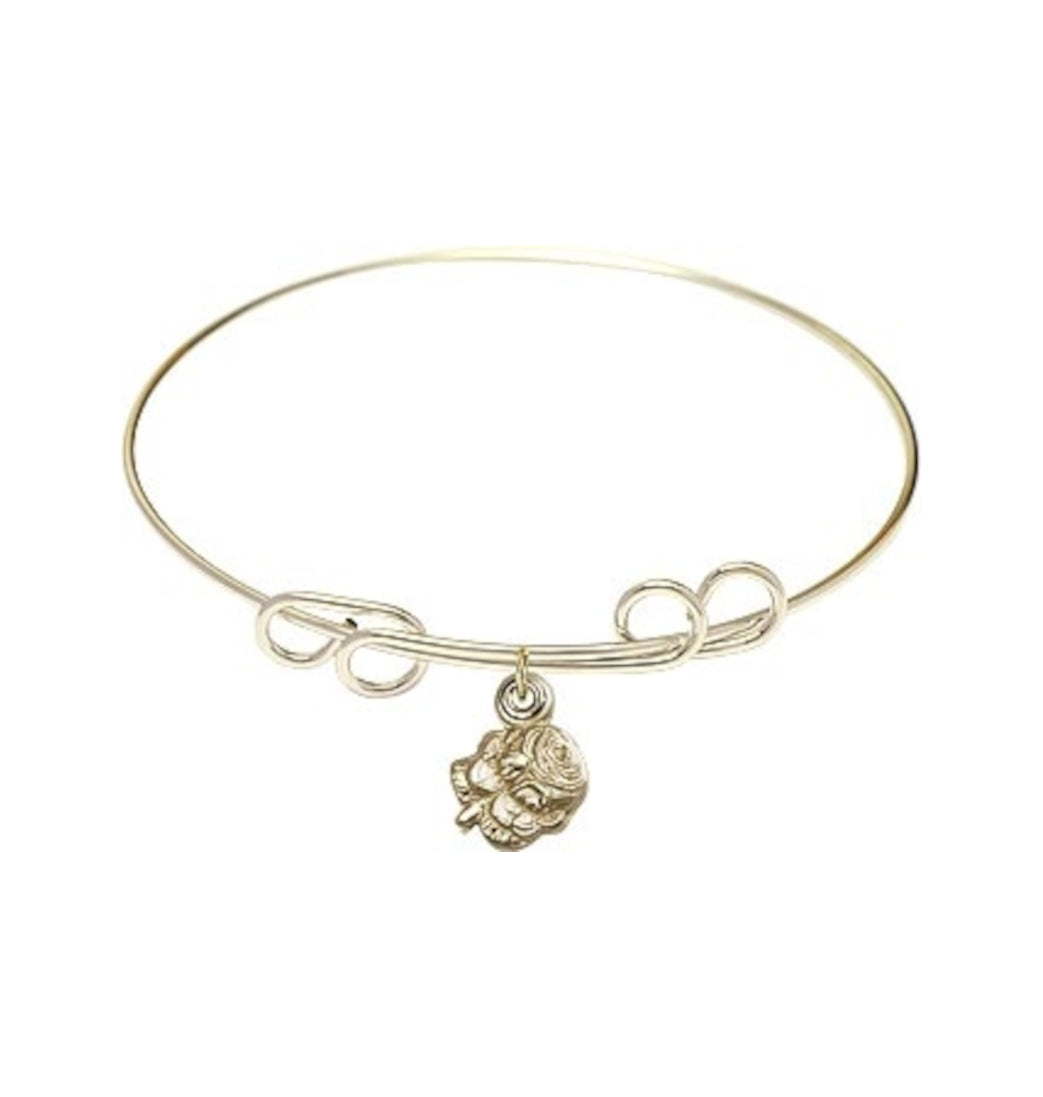 Bliss Gold-filled Rosebud Miraculous Round Double Loop Bangle Bracelet