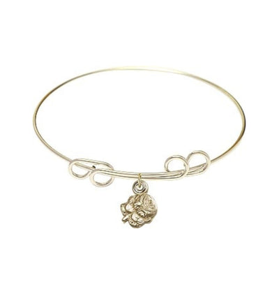 Gold-filled Rosebud Miraculous Round Double Loop Bangle Bracelet, Bliss Manufacturing