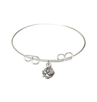 Sterling Silver Rosebud Miraculous Round Double Loop Bangle Bracelet, Bliss Manufacturing