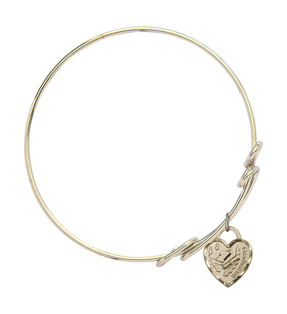 Bliss Gold-filled Graduation Heart Round Double Loop Bangle Bracelet