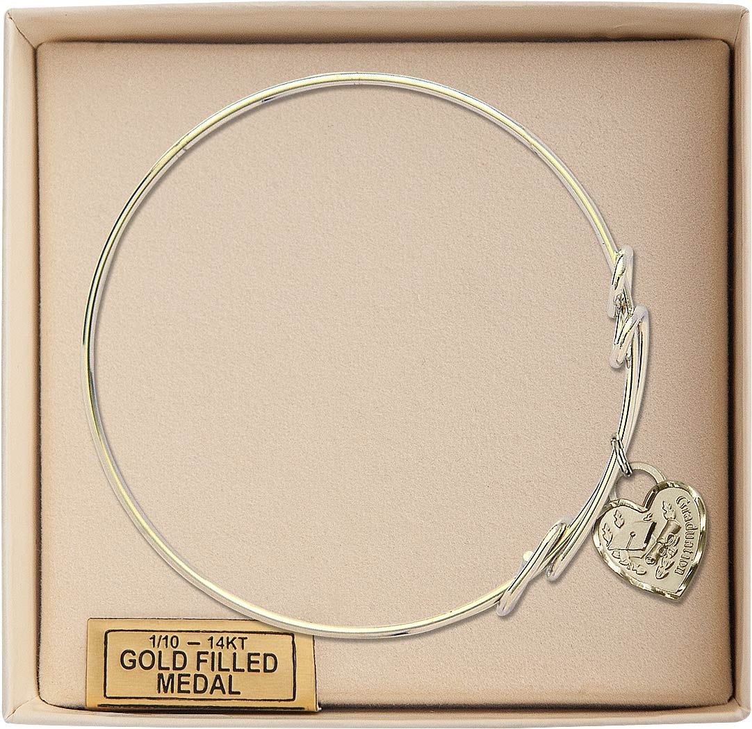 Bliss Gold-filled Graduation Heart Round Double Loop Bangle Bracelet