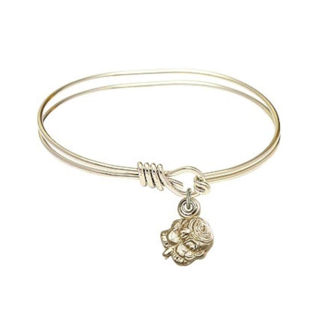 Bliss Gold-filled Rosebud Miraculous Oval Eye Hook Bangle Bracelet