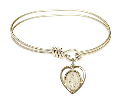 Gold-filled Miraculous Heart Charm Oval Eye Hook Bangle Bracelet, Bliss Manufacturing
