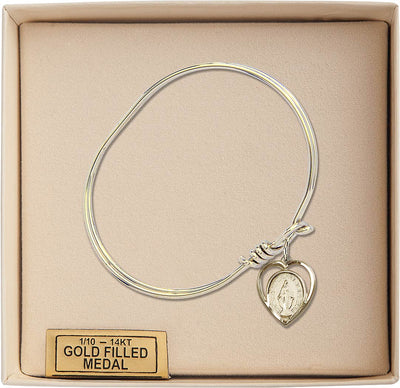 Gold-filled Miraculous Heart Charm Oval Eye Hook Bangle Bracelet (view 2), Bliss Manufacturing