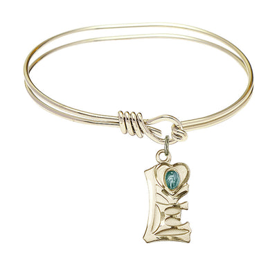 Gold-filled Love w/Miraculous Oval Eye Hook Bangle Bracelet, Bliss Manufacturing