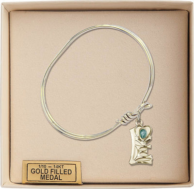 Gold-filled Love w/Miraculous Oval Eye Hook Bangle Bracelet (view 2), Bliss Manufacturing