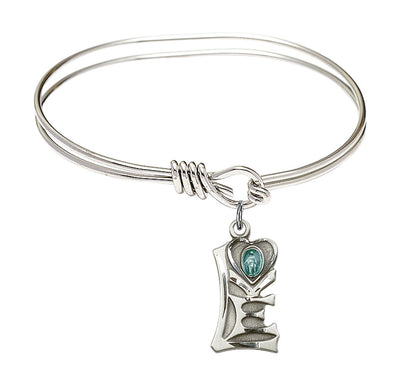 Sterling Silver Love w/Miraculous Oval Eye Hook Bangle Bracelet, Bliss Manufacturing
