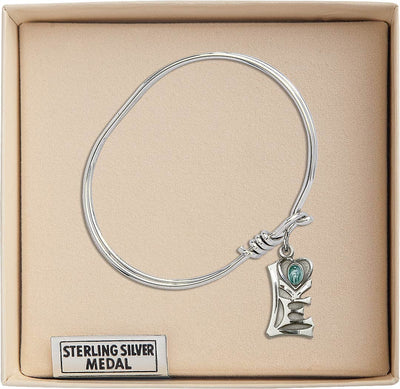 Sterling Silver Love w/Miraculous Oval Eye Hook Bangle Bracelet (view 2), Bliss Manufacturing