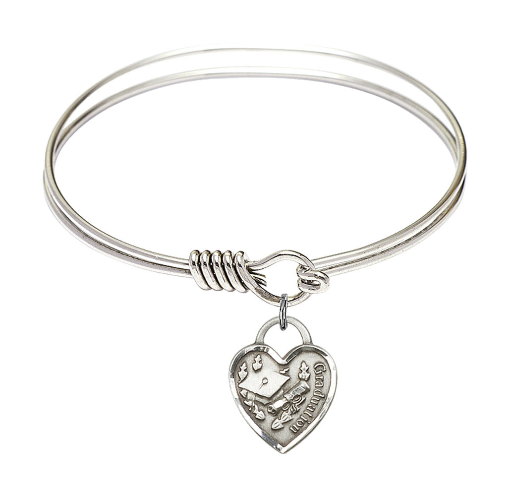 Bliss Sterling Silver Graduation Heart Oval Eye Hook Bangle Bracelet