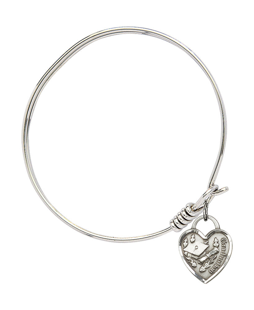 Bliss Sterling Silver Graduation Heart Oval Eye Hook Bangle Bracelet