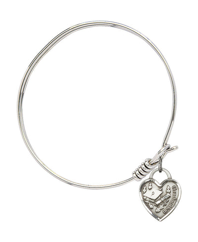 Sterling Silver Graduation Heart Oval Hook Bangle Bracelet (view 2), Bliss Manufacturing