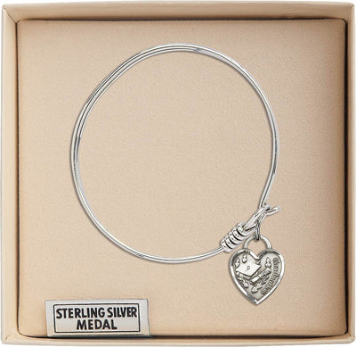 Sterling Silver Graduation Heart Oval Hook Bangle Bracelet (view 3), Bliss Manufacturing