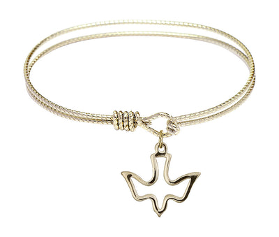 Gold-filled Holy Spirit Charm Twist Design Bangle Bracelet, Bliss Manufacturing