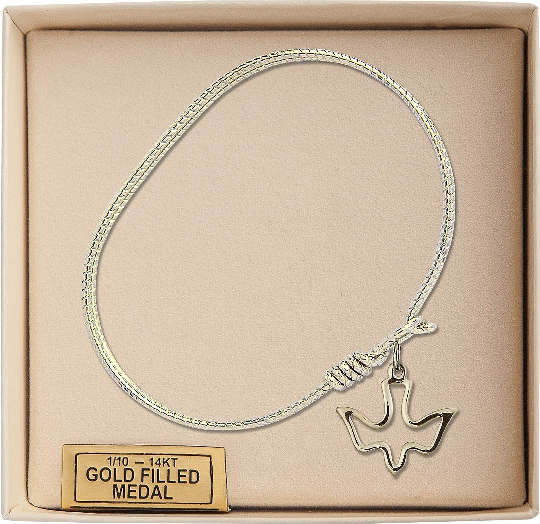 Bliss Gold-filled Holy Spirit Charm Twist Eye Hook Bangle Bracelet