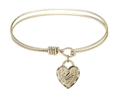 Gold-filled Graduation Heart Oval Hook Bangle Bracelet, Bliss Manufacturing