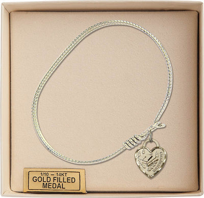 Gold-filled Graduation Heart Oval Hook Bangle Bracelet (view 3), Bliss Manufacturing