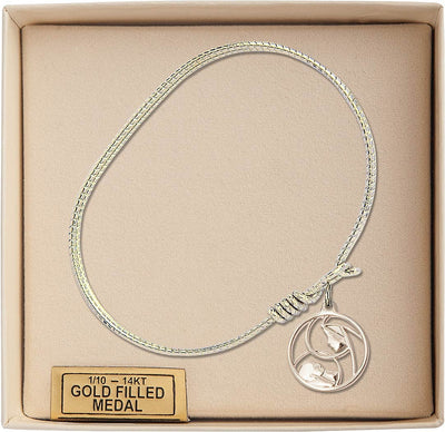Gold-filled Madonna and Child Charm Twist Eye Hook Bangle Bracelet (view 2), Bliss Manufacturing