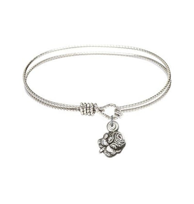 Sterling Silver Rosebud Miraculous Twist Eye Hook Bangle Bracelet, Bliss Manufacturing