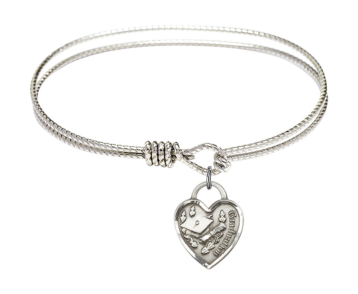 Bliss Sterling Silver Graduation Heart Twist Eye Hook Bangle Bracelet,