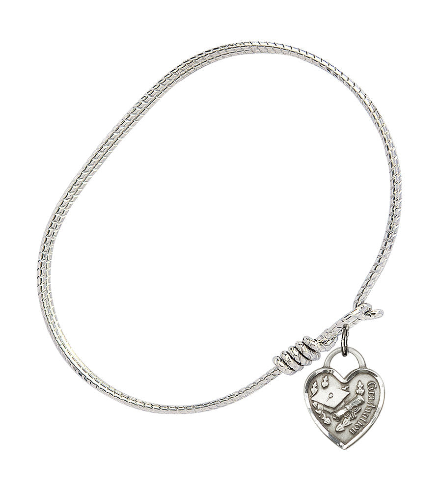 Bliss Sterling Silver Graduation Heart Twisted Eye Hook Bangle Bracelet