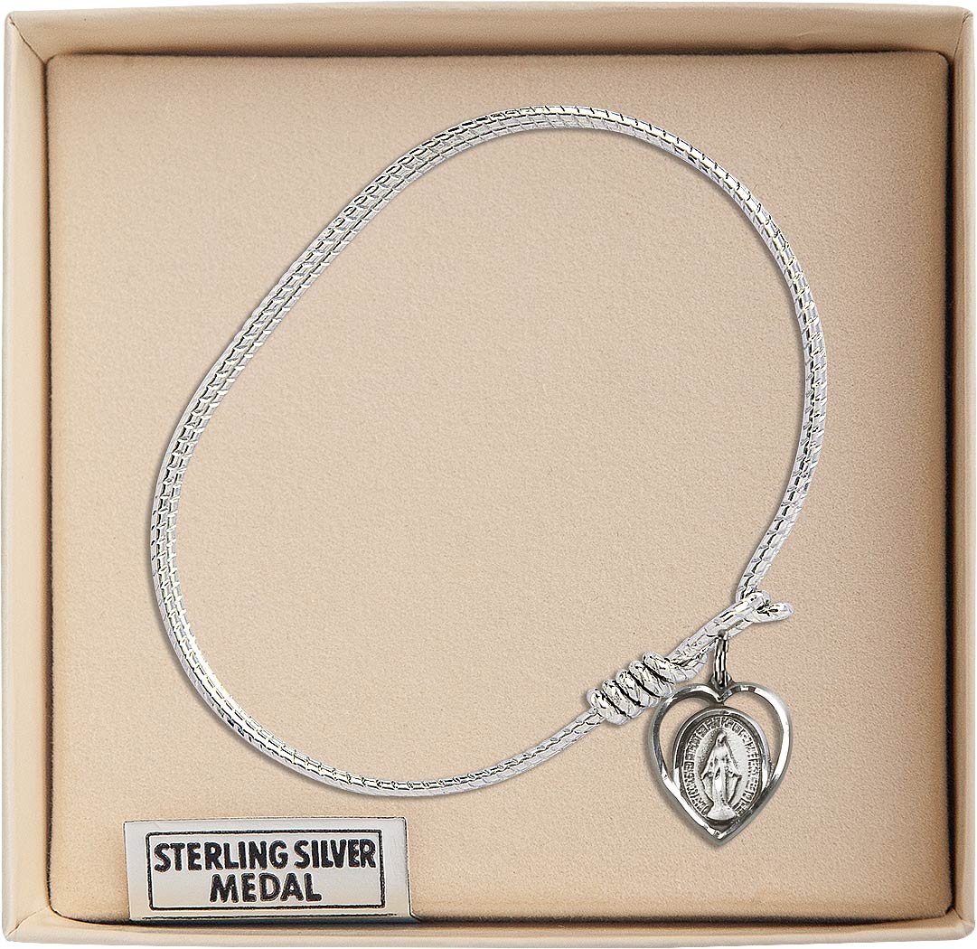 Bliss Sterling Silver Miraculous Heart Twist Eye Hook Bangle Bracelet