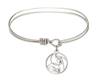 Sterling Silver Madonna and Child Twist Eye Hook Bangle Bracelet, Bliss Manufacturing